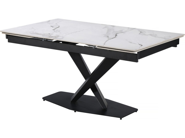 Table à manger extensible en céramique 6 à 10 personnes "Silence" - Blanc marbré gris