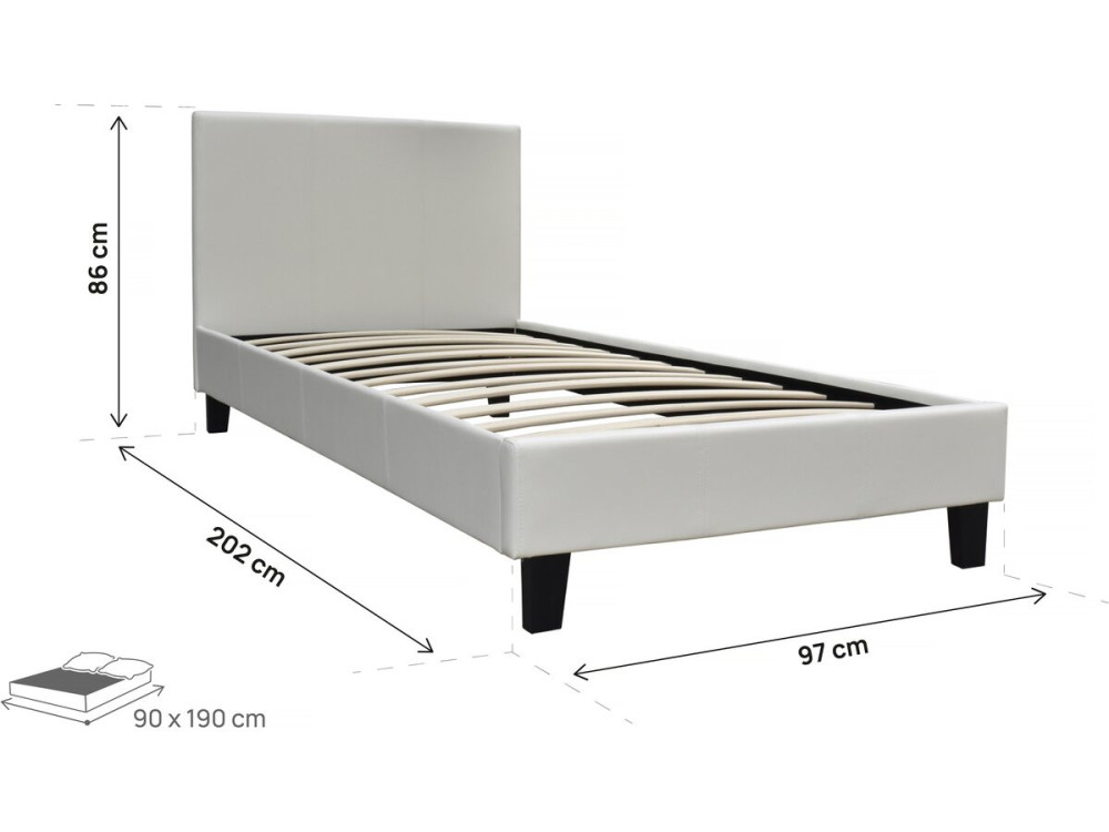 Lit "Lina" - 90 x 190 cm - Beige