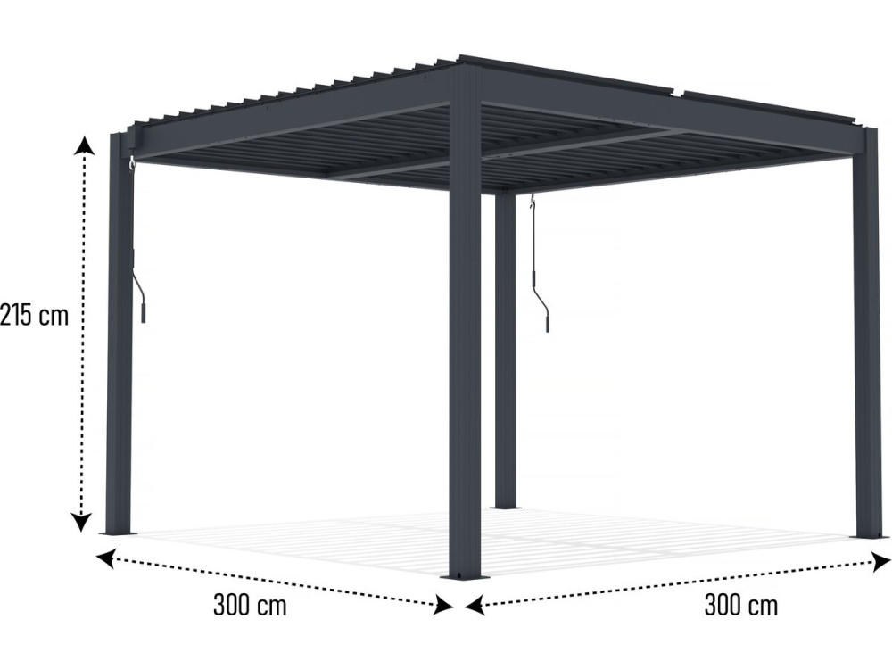 Pergola bioclimatique avec led en aluminium "Windsor premium" 3 x 3 - Gris