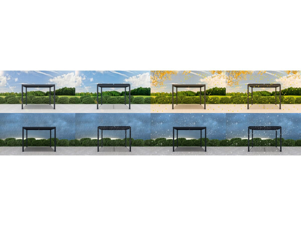 Pergola bioclimatique avec led en aluminium "Windsor premium" 3 x 3 - Gris