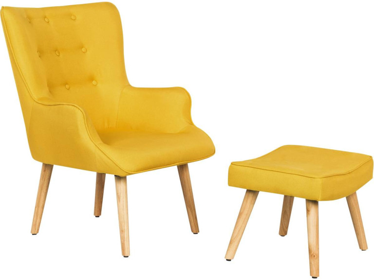 Fauteuil style scandinave en tissu "Odense" - 1 place - Jaune