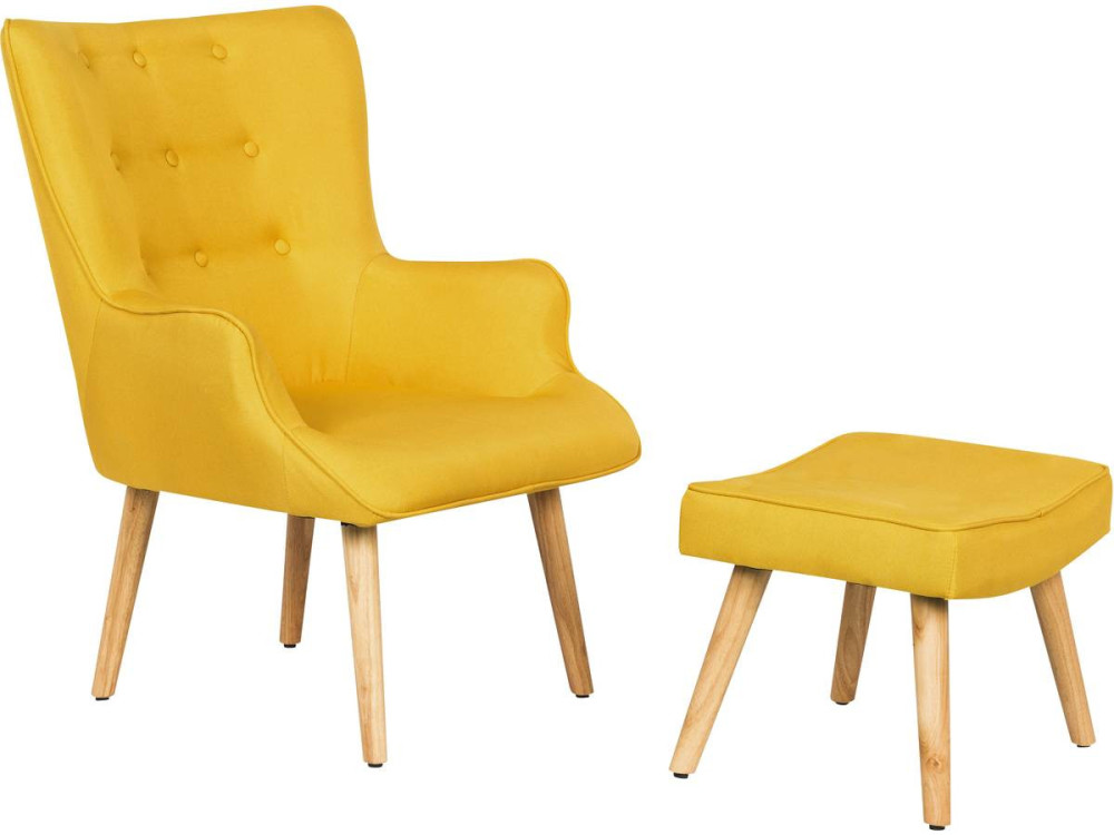 Fauteuil style scandinave en tissu "Odense" - 1 place - Jaune
