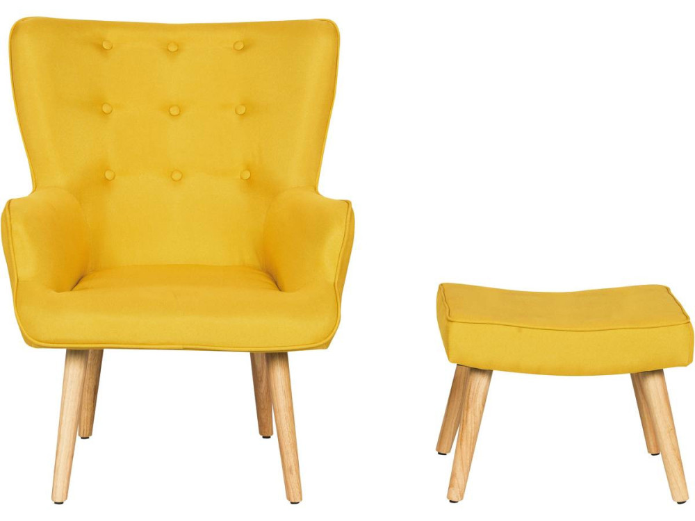 Fauteuil style scandinave en tissu "Odense" - 1 place - Jaune