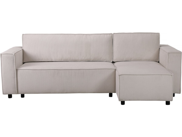 Canapé d'angle en velours côtelé "Montaigne S" - 3 places - Beige