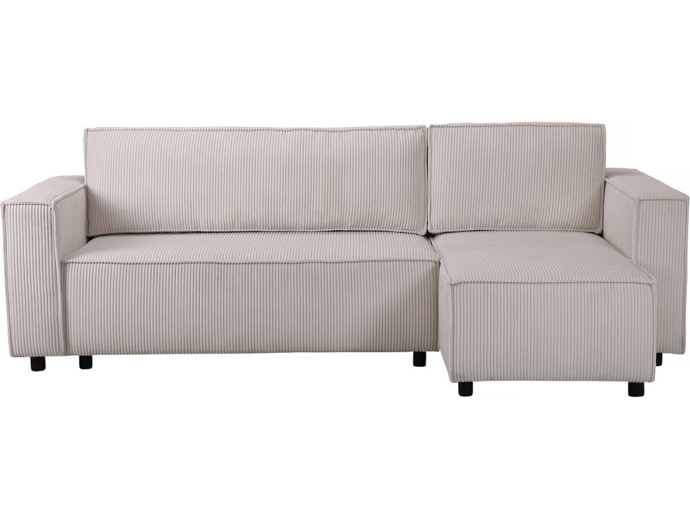 Canapé d'angle en velours côtelé "Montaigne S" - 3 places - Beige