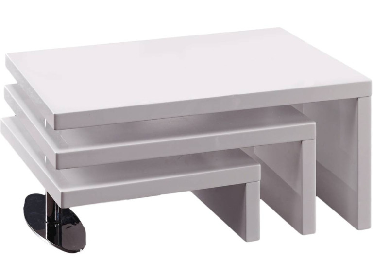 Table basse design "Elysa" - 80 x 59 x 37,5 cm - Blanc laqué