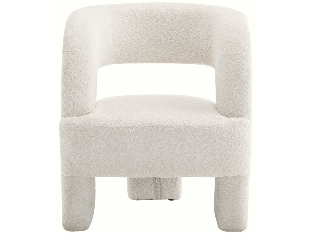Fauteuil 3 pieds design bouclette "Madison" - Blanc
