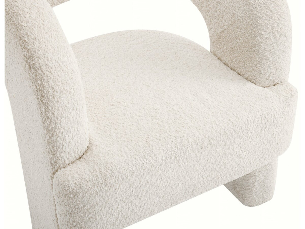 Fauteuil 3 pieds design bouclette "Madison" - Blanc