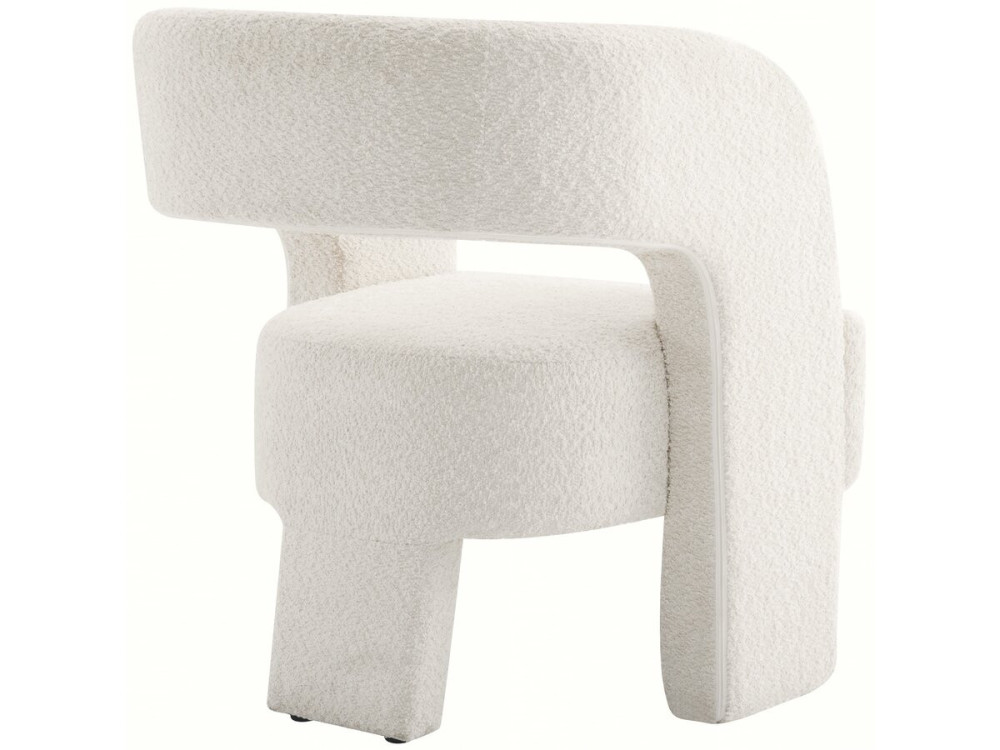 Fauteuil 3 pieds design bouclette "Madison" - Blanc