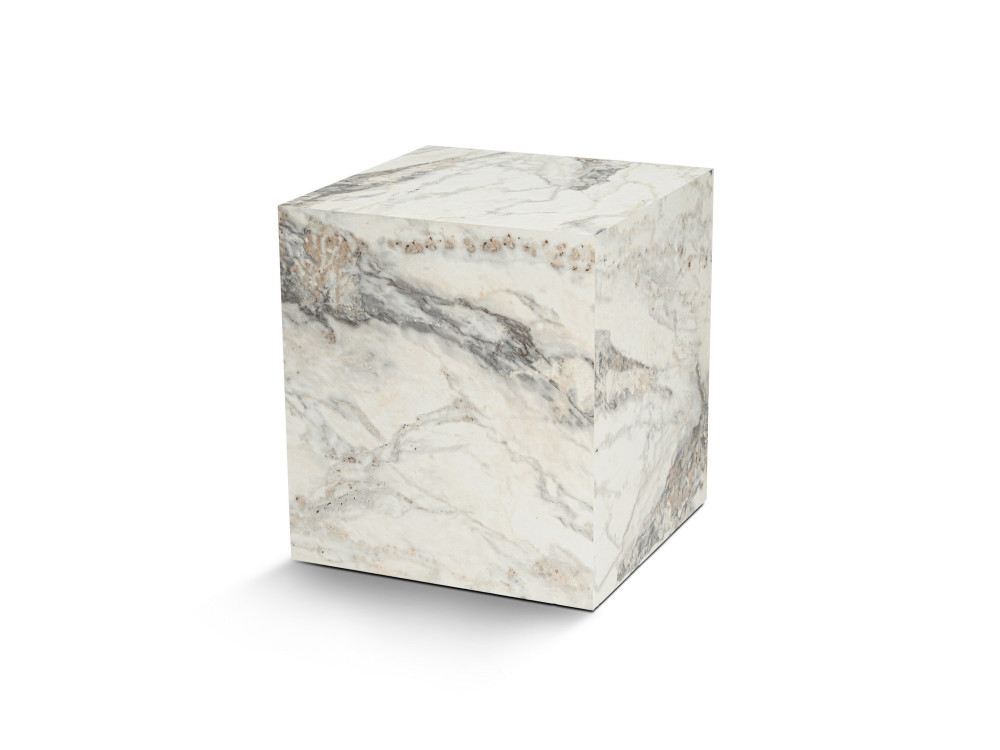 Table d'appoint en bois "Küp" - 45 x 45 x 50 cm - Marbre Freesia