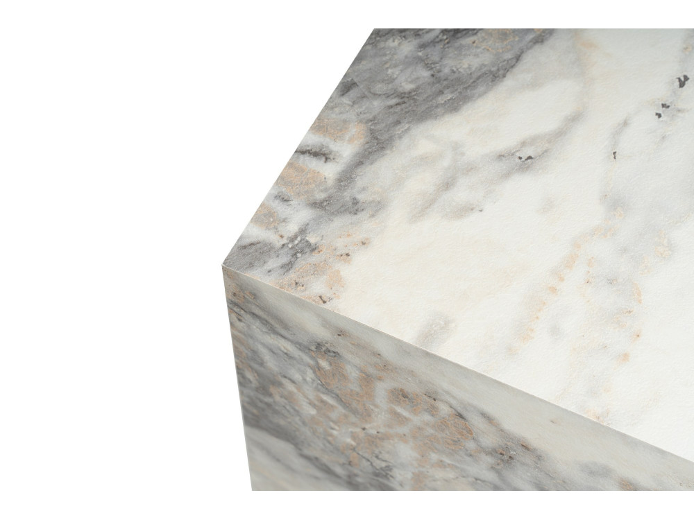 Table d'appoint en bois "Küp" - 45 x 45 x 50 cm - Marbre Freesia