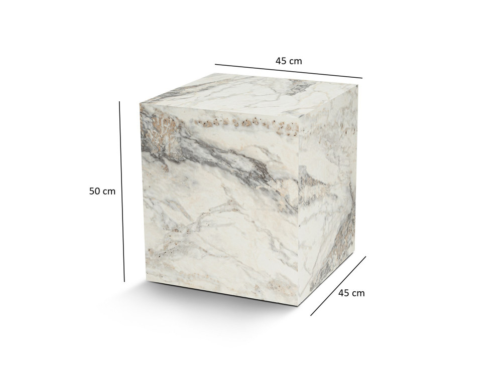Table d'appoint en bois "Küp" - 45 x 45 x 50 cm - Marbre Freesia