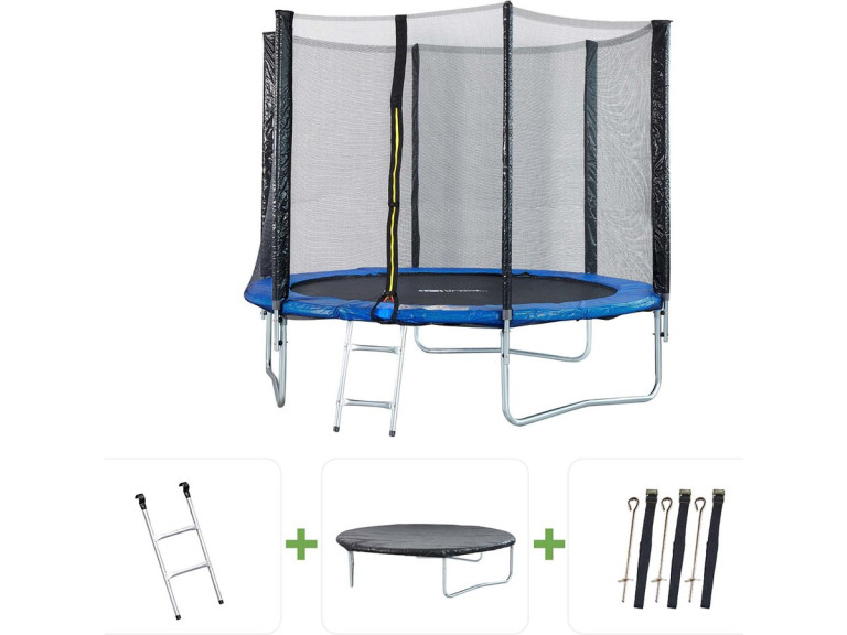 Trampoline "Joycy" - Ø 2,44 m - Avec Filet + échelle + couverture + kit d'ancrage