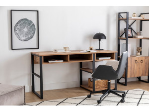 Bureau en bois "Emro" - 150 x 58 x 75 cm - Noyer Noir 2