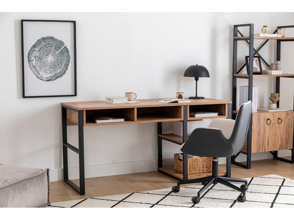 Bureau en bois "Emro" - 150 x 58 x 75 cm - Noyer Noir