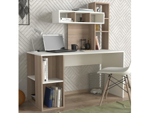 Bureau en bois "Coral" - 140 x 60 x 153 cm - Cordoue blanche 2