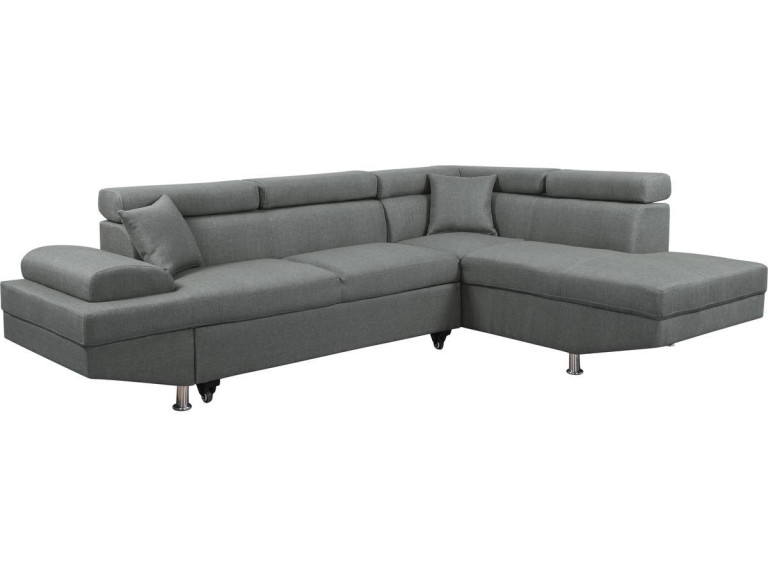 Canapé d'angle "Sophia luxe" - 265 x 190.5 x 80/91 cm - Gris - Angle droit