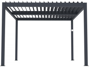 Pergola bioclimatique électrique avec led "Windsor" en aluminium 3 x 4 - Gris