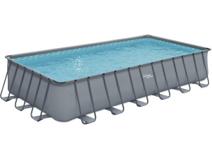Piscine tubulaire grise - "LUDO 5" - 7.32 x 3.66 x 1.32 m - Filtration à  sable 5,7m3/H