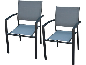 lot de 2 chaises de jardin en Aluminium "Lyraya" - Anthracite