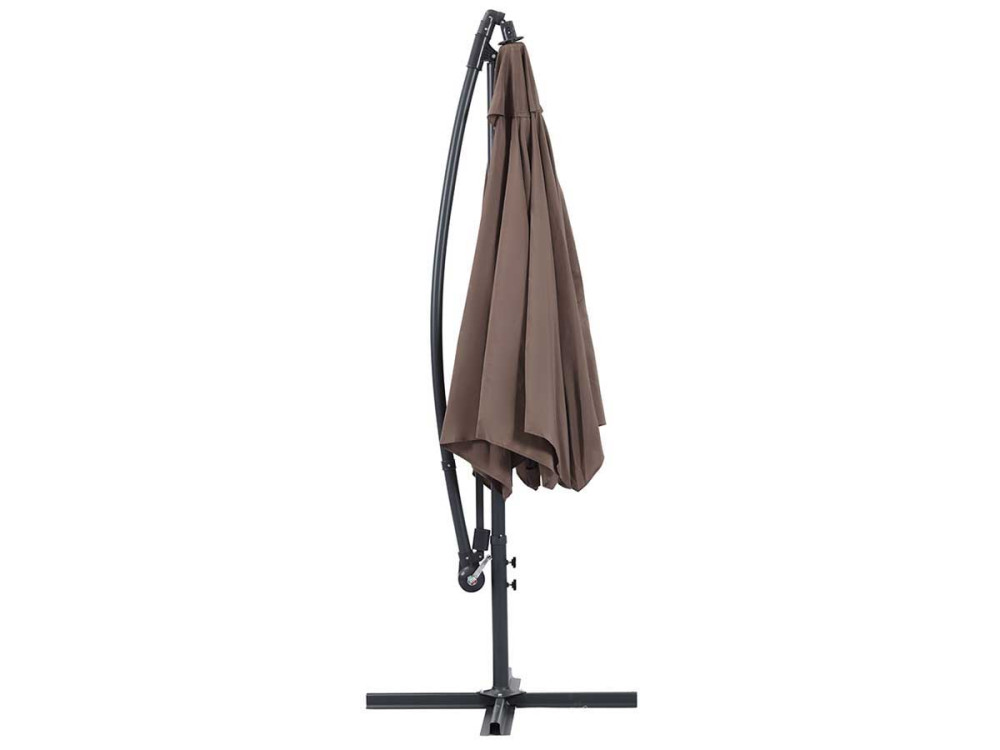 Parasol jardin déporté Alu "Ilios" - Rond - Ø 3 m - Taupe