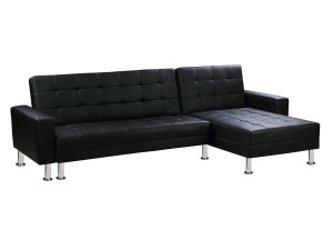 Canapé d'angle convertible et réversible "Theo" - 258 x 82/147 x 82 cm - 4 places - Noir