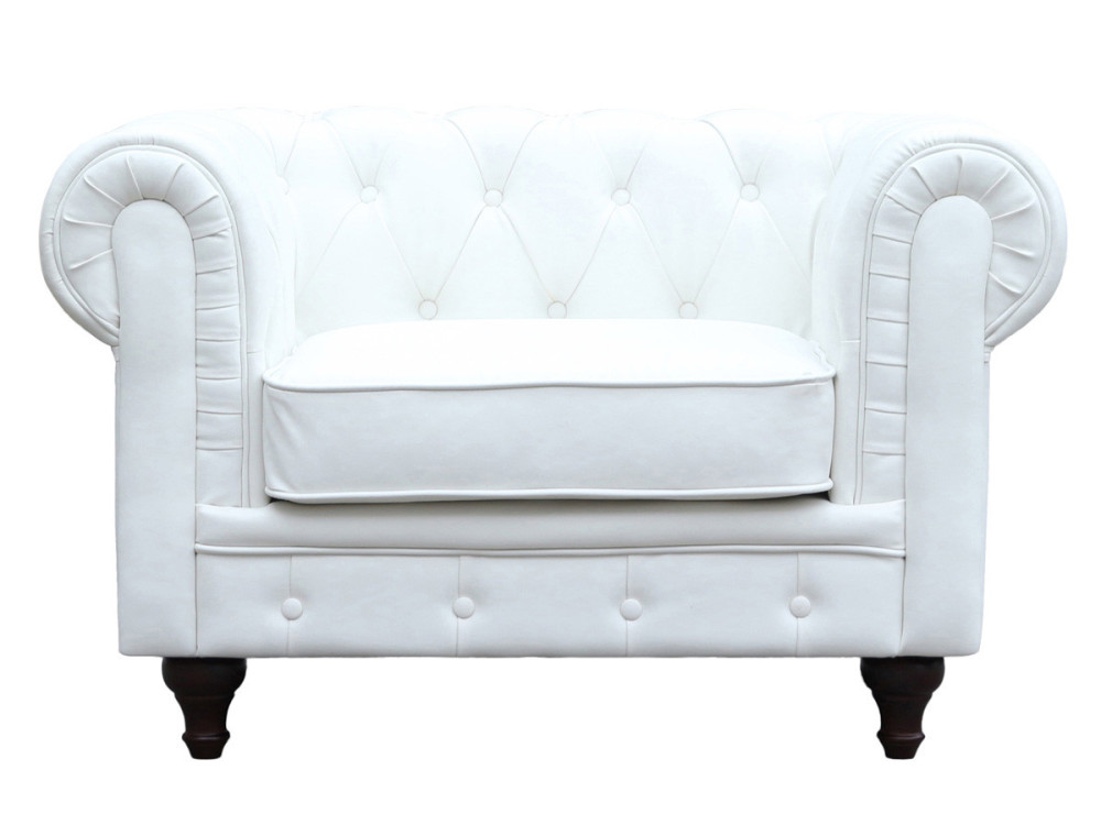Fauteuil Chesterfield "Aliza" - 111 x 82 x 70 cm - Blanc