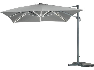 Parasol jardin déporté led alu "Sun 3 Luxe" 3 x 3 m - Gris