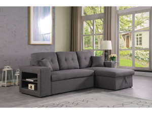 Canapé d'angle convertible/réversible "Axel" - 3 places - Gris