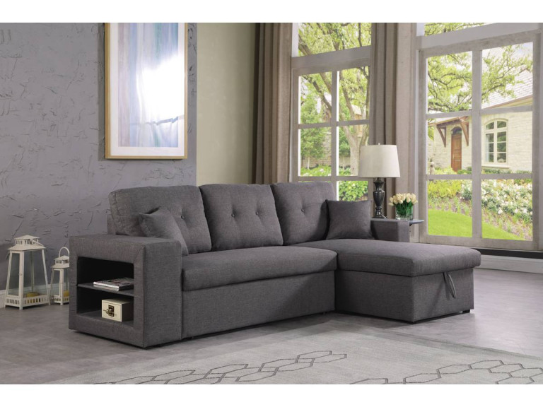 Canapé d'angle convertible/réversible "Axel" - 3 places - Gris
