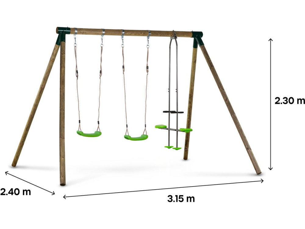 Portique bois "Lana" - Avec 2 balançoires et 1 vis-à-vis.