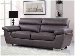 Canapé fixe en cuir reconstitué et PVC "Dallas" - 210 x 88 x 90 cm - 3 places - Chocolat