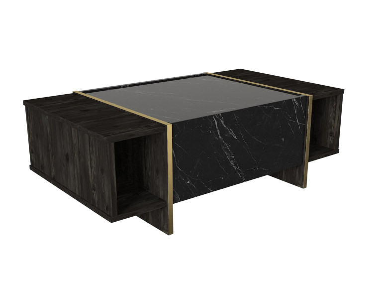 Table basse en bois "Veyron" - 103 x 60 x 37 cm - NoirOr