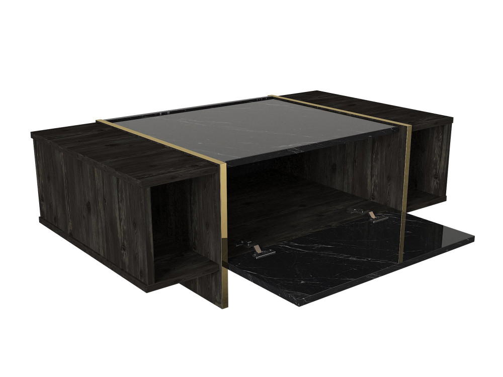 Table basse en bois "Veyron" - 103 x 60 x 37 cm - NoirOr