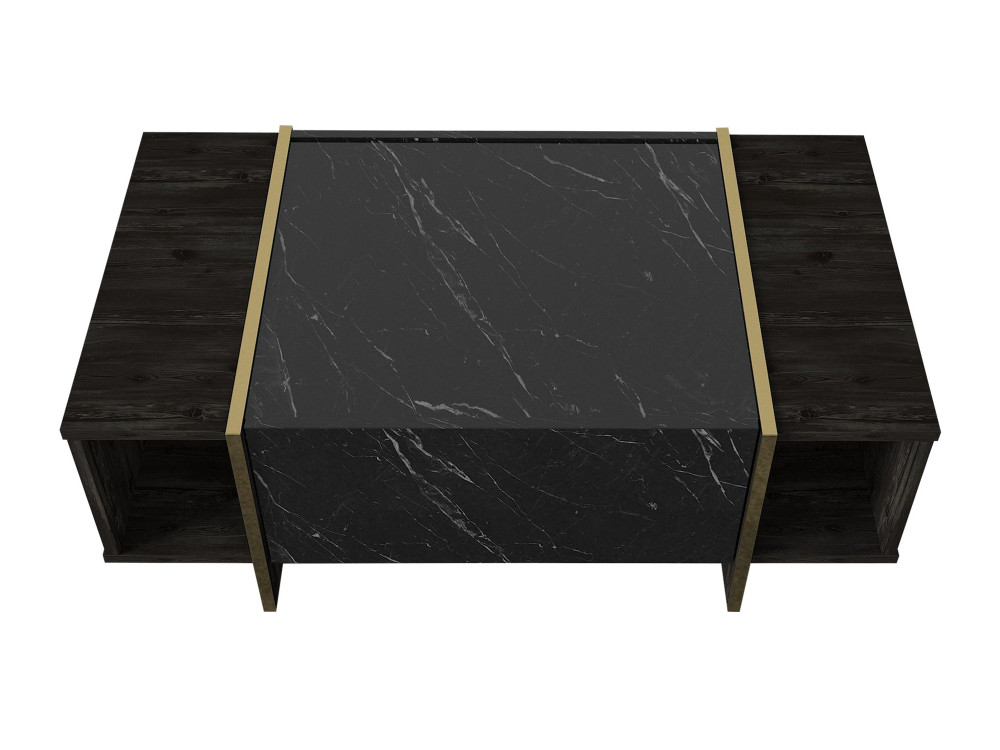 Table basse en bois "Veyron" - 103 x 60 x 37 cm - NoirOr