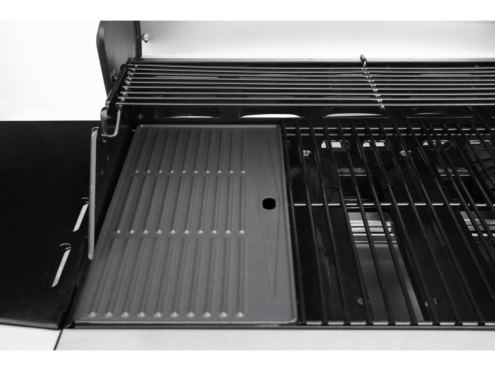Barbecue Gaz avec LED "Bingo 4" - 4 brûleurs dont 1 latéral - 14kW + Housse protection - Argenté