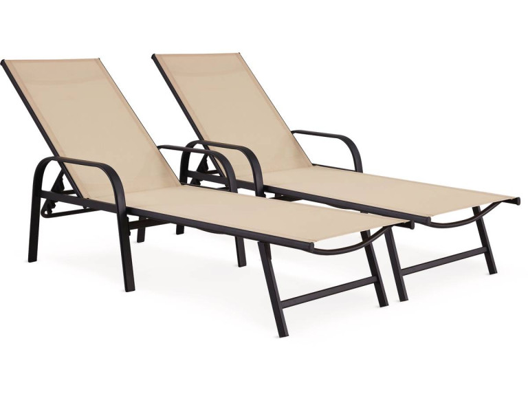 Lot de 2 Bains de soleil en métal "Farniente" - Beige