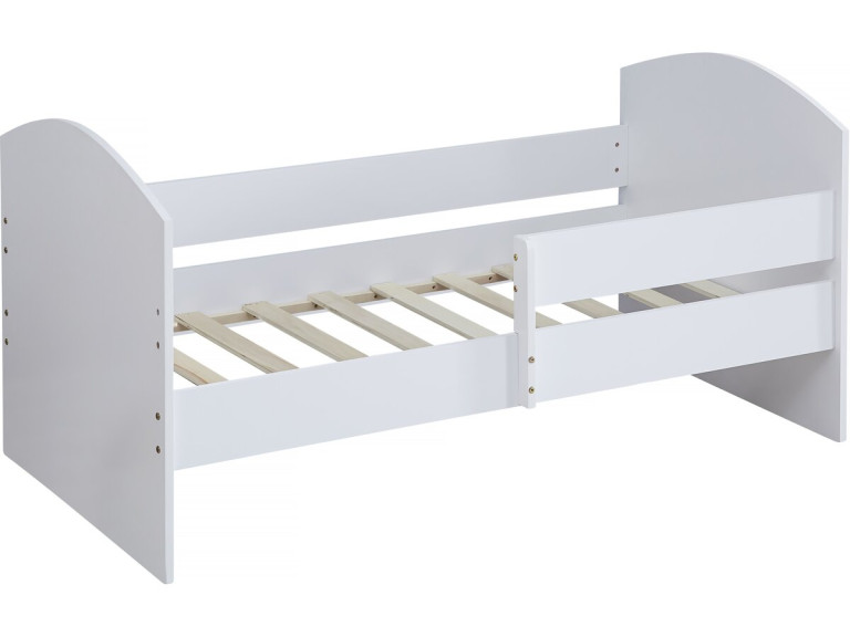 Lit enfant avec barrière "Victoria" - Bois - Blanc - 80 x 160 cm