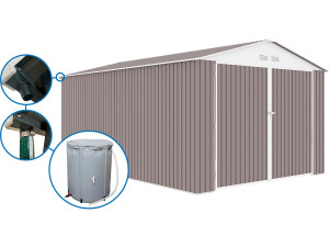 Garage métal "Nevada" - 18,56m² avec gouttière et récupérateur d'eau