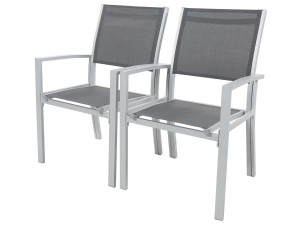 Fauteuil jardin Alu/Textilène "Tropic" - Phoenix - Gris foncé - Lot de 2