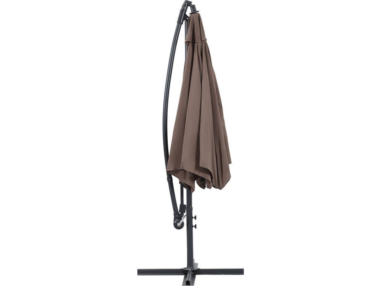 Parasol jardin déporté Alu "Ilios" - Rond - Ø 3 m - Taupe - Dalles incluses
