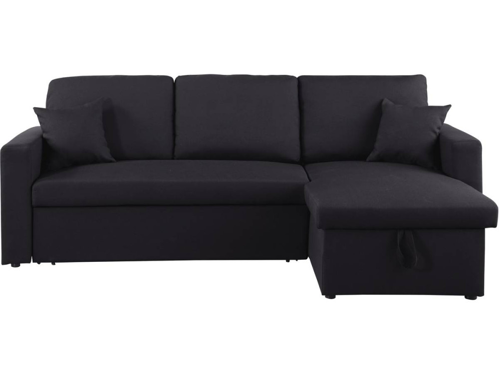 Canapé d'angle convertible/ réversible "Alain" - 221 x 145 x 85 cm - 3 places - Noir
