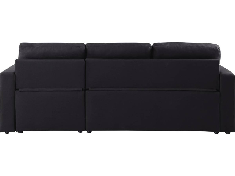 Canapé d'angle convertible/ réversible "Alain" - 221 x 145 x 85 cm - 3 places - Noir