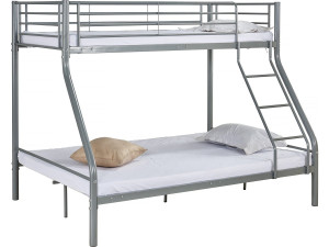 Lit superposé en métal "Leo" Sommiers inclus - 90/140 x 190 cm - Gris