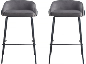 Lot de 2 Chaises hautes en velours "Eira" - Gris