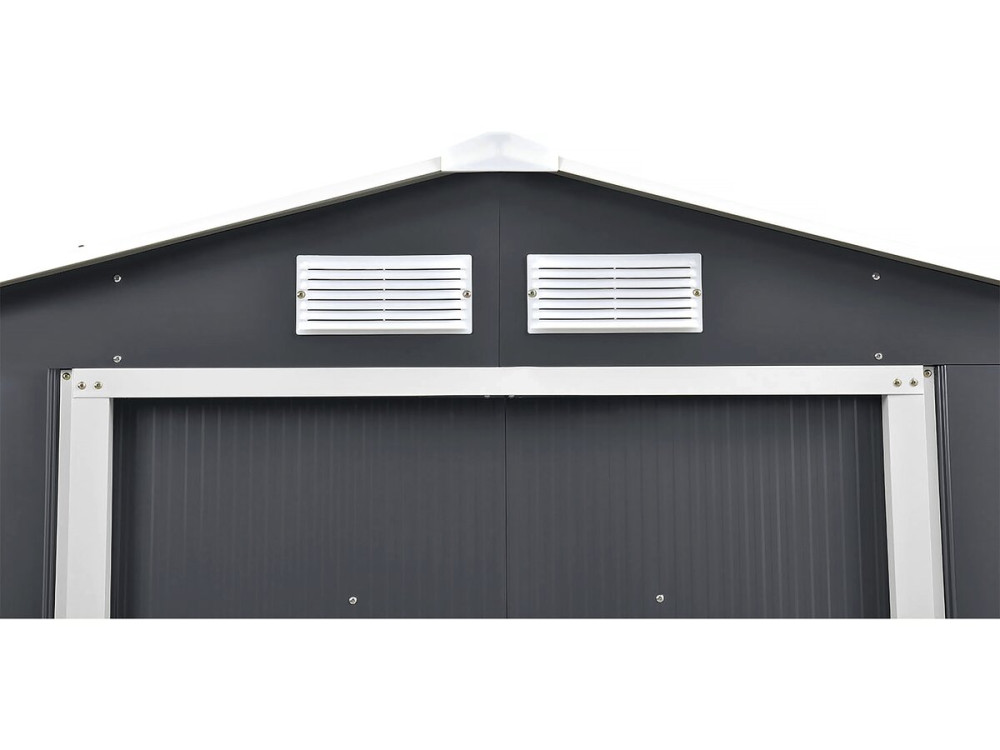 Abri de jardin métal - "Vegas"- 15 m² avec panneaux solaires - Gris