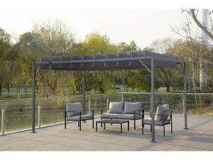 Pergola bioclimatique en tissu "Lodge" 3 x 4 m - Anthracite