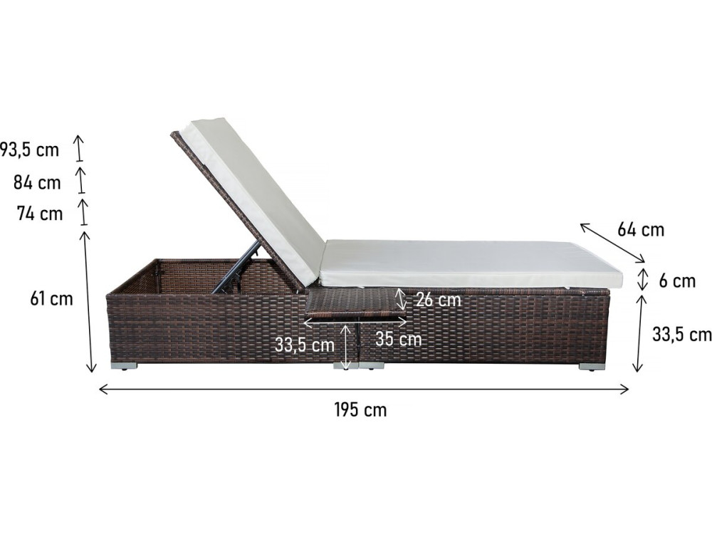 Lot de 2 bains de soleil en résine tressée avec coussins "Alice" - Beige