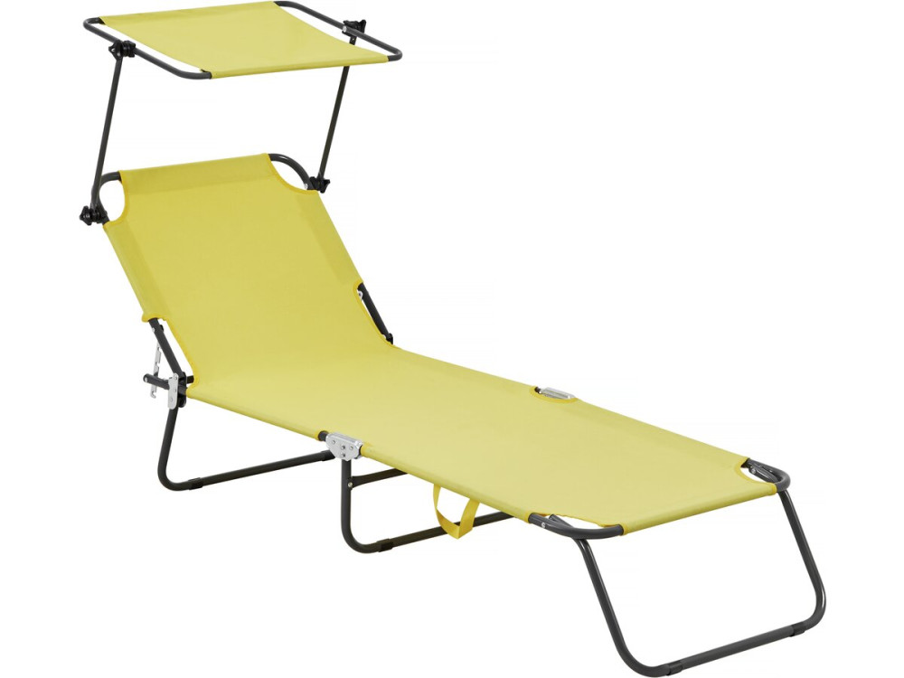 Bain de soleil pliable "Lazy" - Avec pare soleil - Jaune