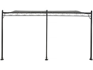 Pergola tonnelle adossée en métal - 3 x 4 m - Gris